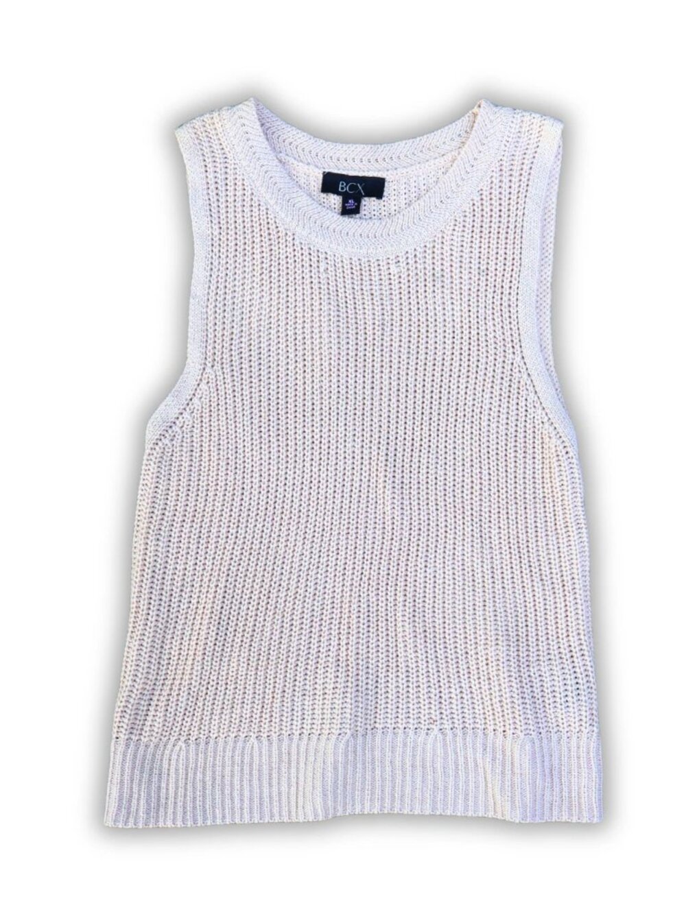 BCX Womens XL Sweater Vest Sand Beige Chunky Knit Sleeveless Pullover NWT